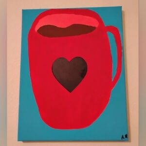 coffee cup art Red And Blue